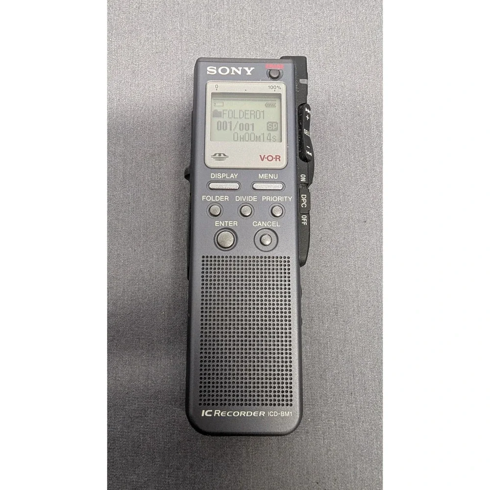 Sony IC Recorder ICD-BM1 Gray Digital Voice Recorder w/ 16MB Memory Stick -Works